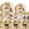 Vintage Cat Themed Party Supplies Birthday Decoration Cat Disposable Paper Plate Paper Cup Paper Towel Tablecloth Knife Fork Spoon