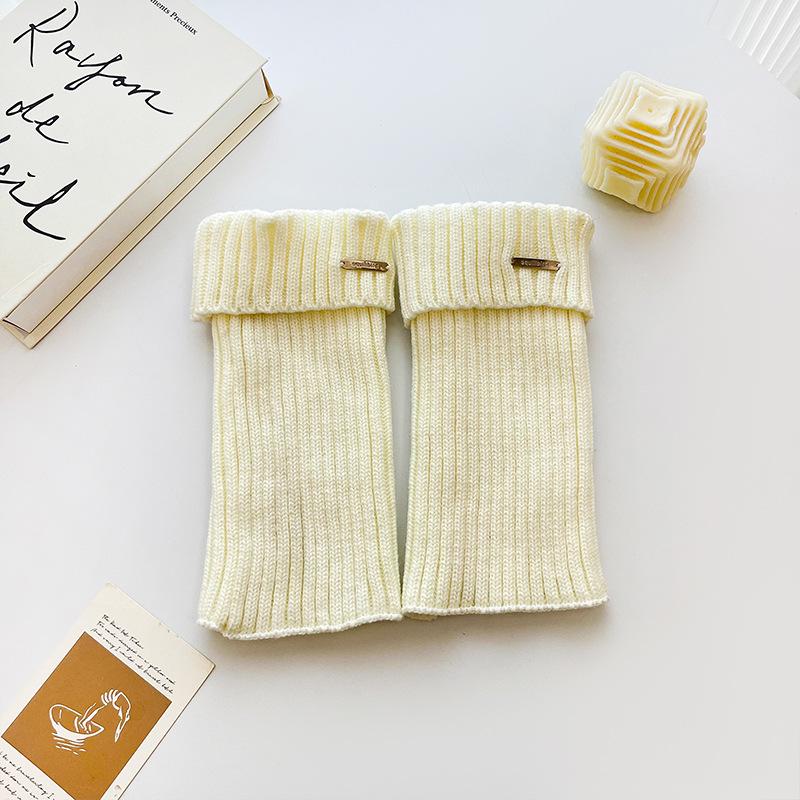 Универсальные вязаные гетры с металлическим логотипом - Толстые, теплые, стройнящие носки для осени и зимы