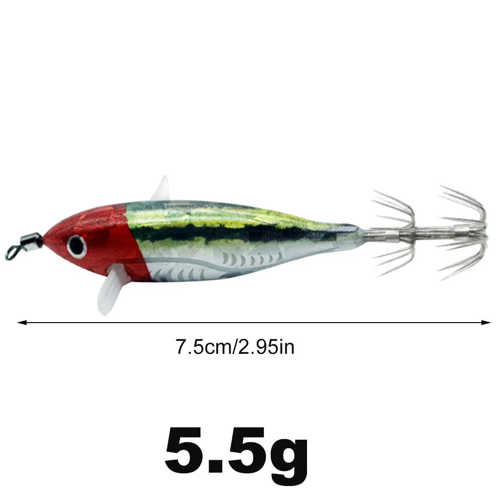 Светящиеся рыболовные приманки Осьминог Кальмар Рыболовные приманки Светящаяся джиг-приманка Горизонтальная деревянная креветка Ночная рыбалка Твердая приманка