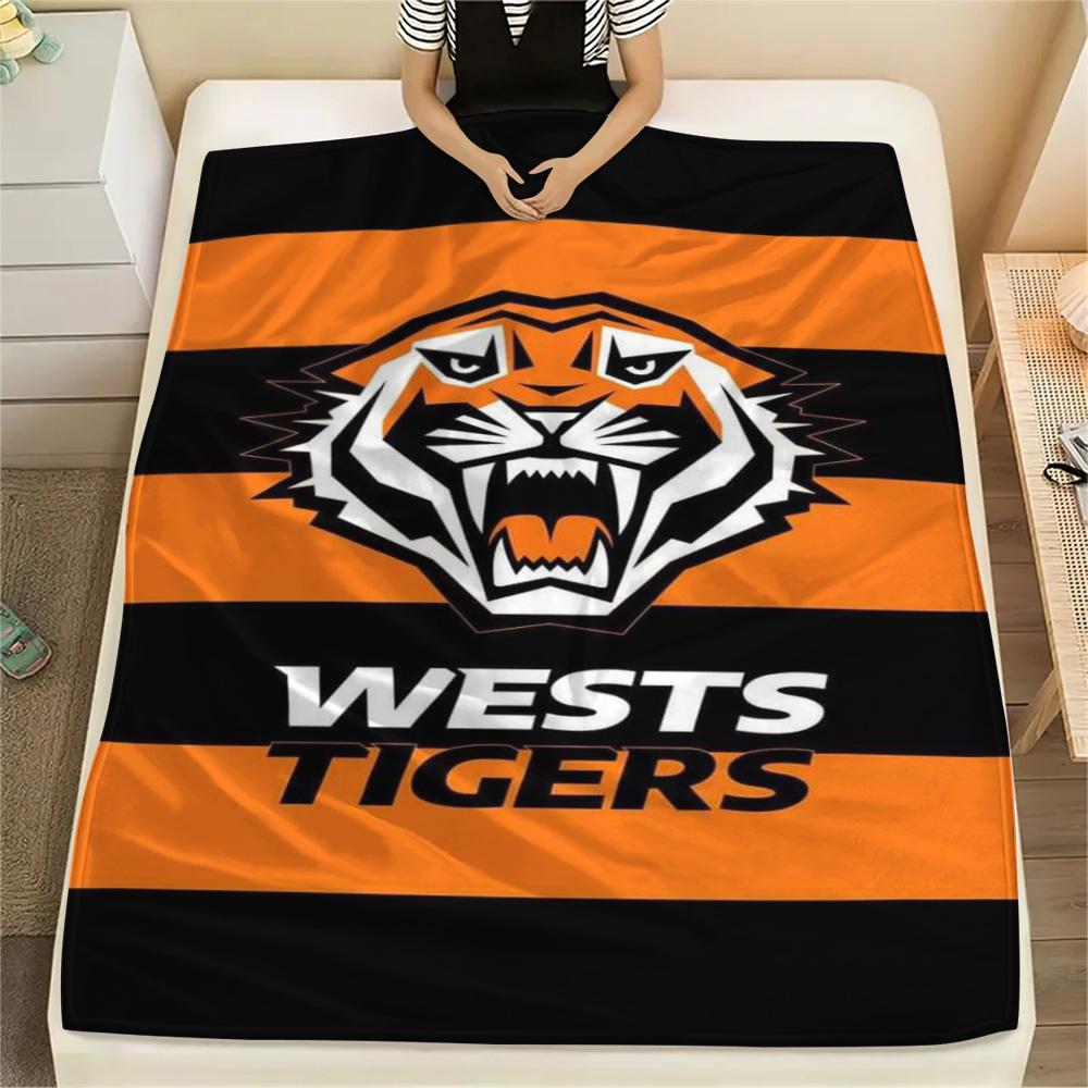 1Pc Wests Tigers Print Flannel Blanket High Quality Warm Comfortable Cover for All Seasons Perfect for Gifts Home Decor