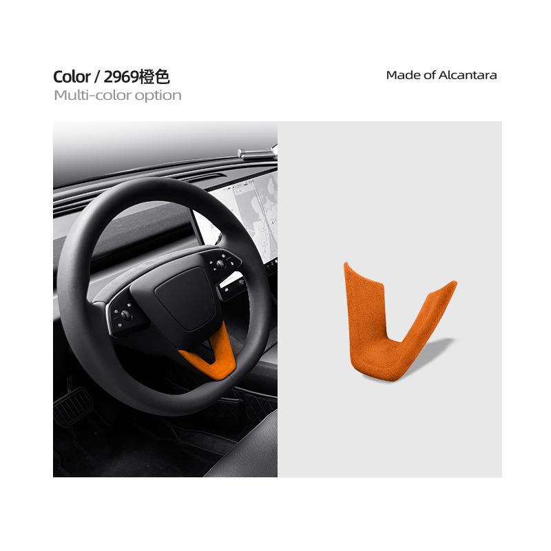 For Tesla Model 3 Y Highland Interior Decoration Alcantara Flip Fur Steering Wheel Modification Accessories Accesorios Para Auto