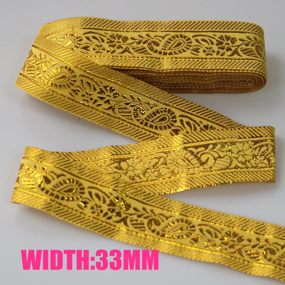 7 METER 25MM~40MM Gold Silver Vintage Ethnic Embroidery Lace Ribbon Boho  Trim DIY Clothes Bag Accessories Embroidered Fabric