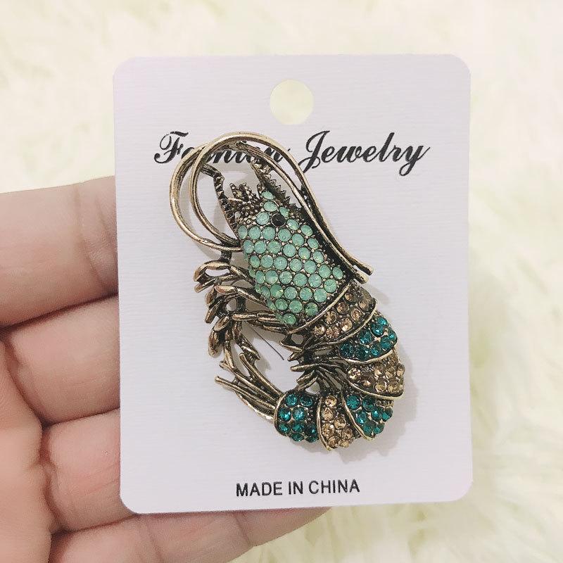 Креативная ретро-брошь в виде лобстера с бриллиантами, преувеличенная милая булавка в виде животного, аксессуары для одежды