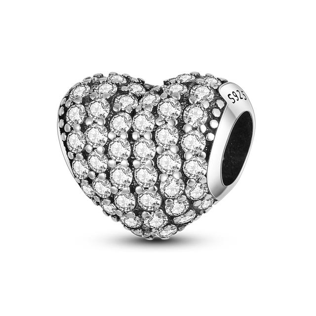 Heart Shape 925 Silver Family Lover Affection Pendant Charm Beads Fit Woman's Cute Bracelet DIY Jewelry For Women
