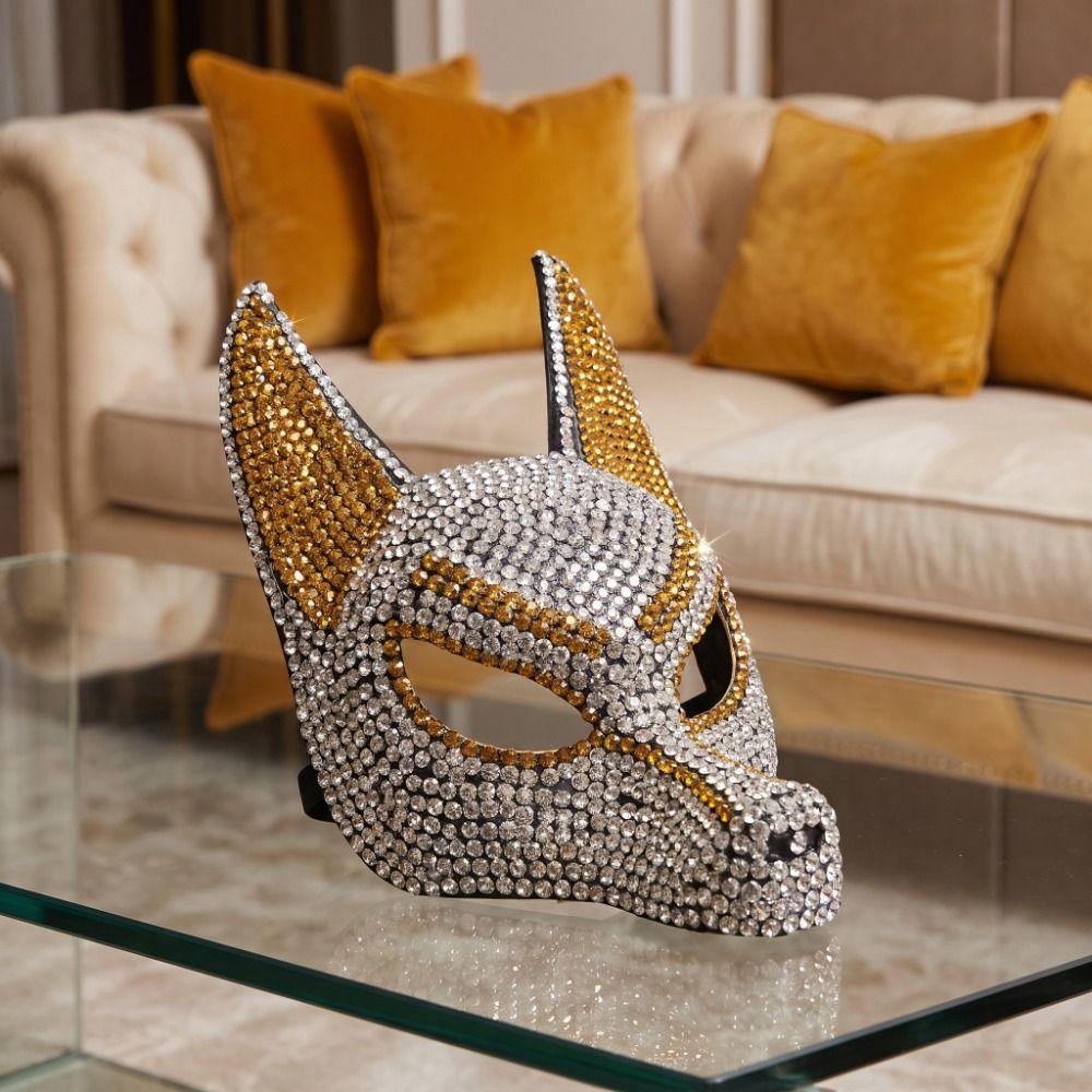 Dress Up Props Wolf Crystal Mask Luxury Design Halloween Mask Fashion Rhinestone Mask  Halloween