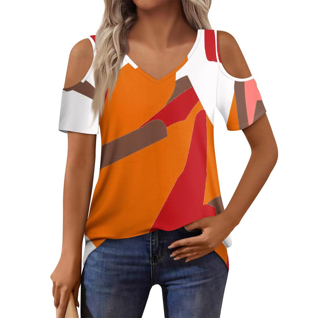 Женская футболка, элегантная повседневная рубашка с принтом, короткий рукав, летний топ свободного кроя