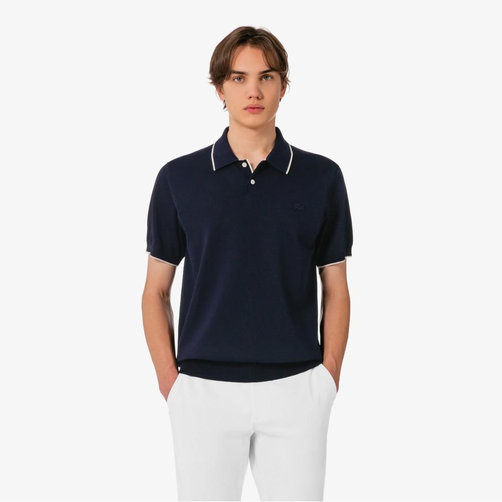 [lacoste] Men's Tipped Paper Short Sleeve Sweater Polo Shirt PH744E-56G166