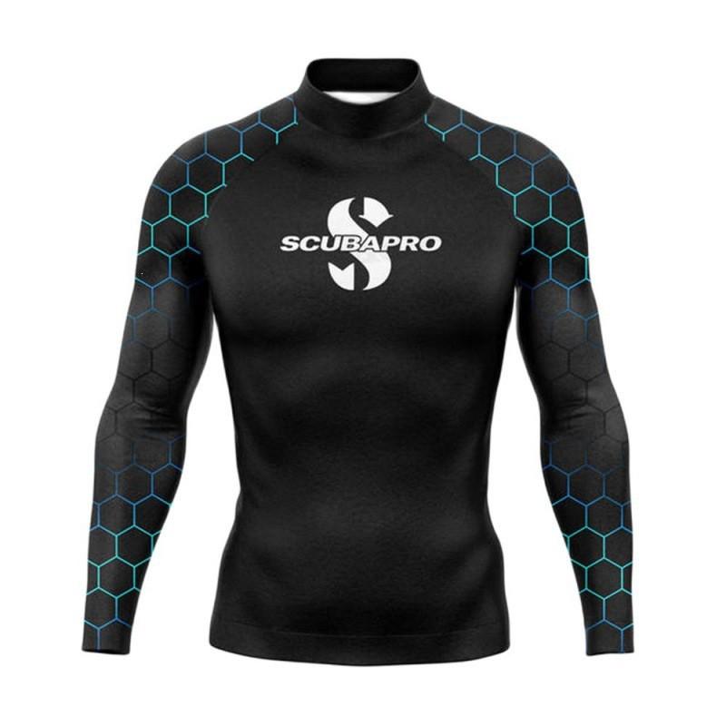 Mens UPF 50 Long Sleeve Rash Guard Diving Surfing Swimming UV Protection Water Sports Sunproof Top