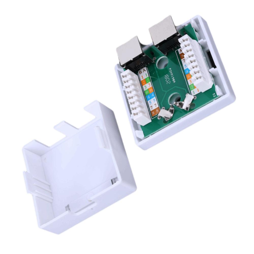 2 Port RJ45-8P8C Mount Box RJ45-8P8C Wall Connector Adapter Surface Mount Box Desktop Extension