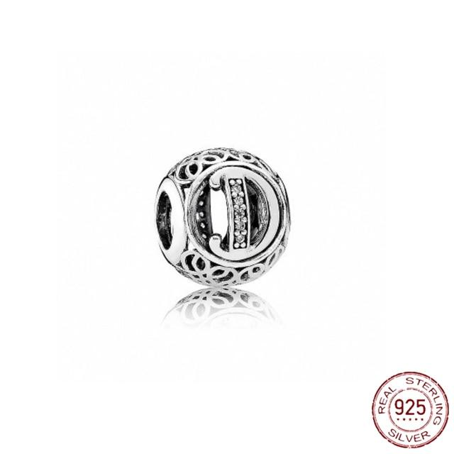 Браслет-подвеска из серебра 925 пробы с буквами AZ и буквами, бусины с именем для женщин, DIY кулон, изготовление ювелирных изделий