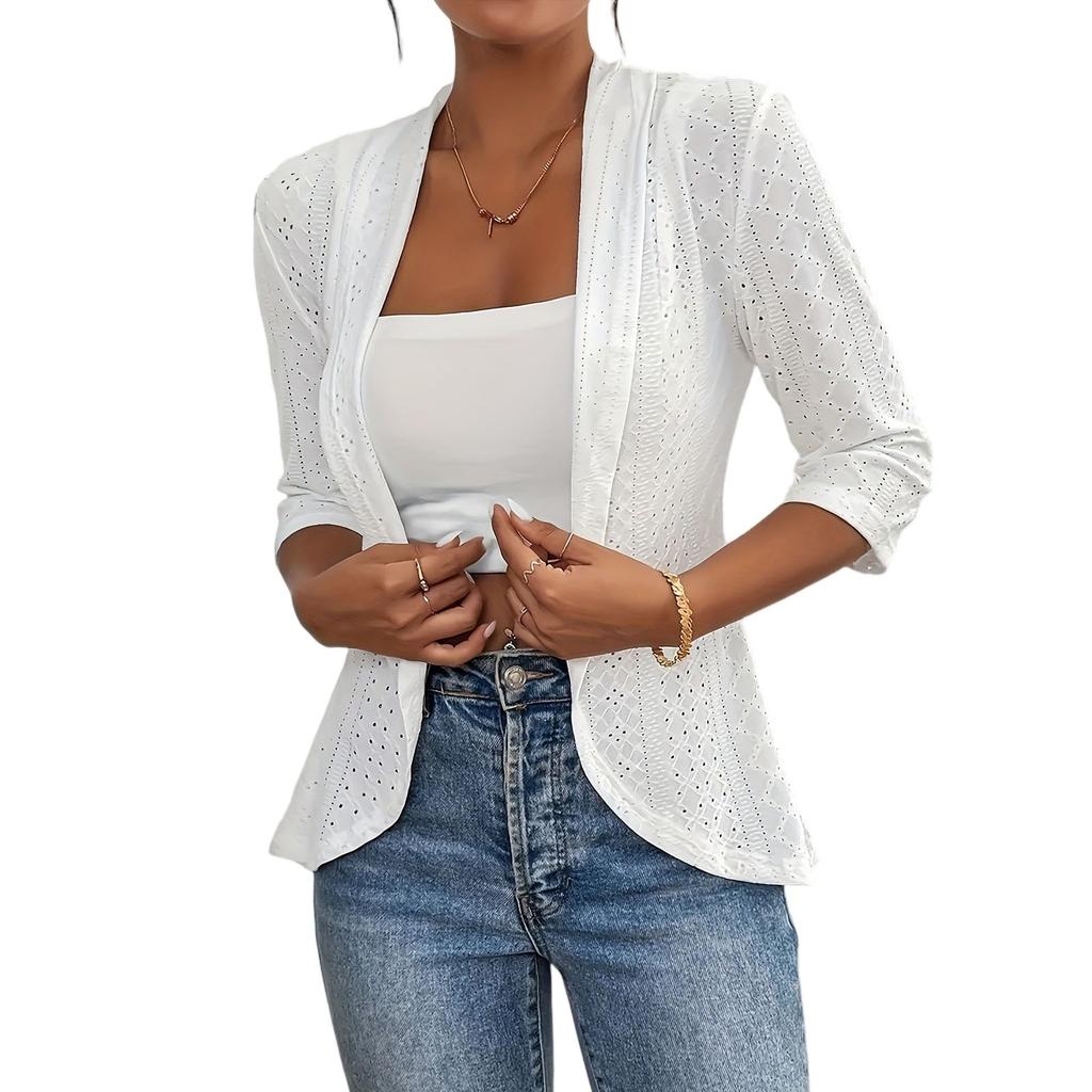 Женский кардиган с коротким рукавом, вязаные крючком топы для женщин, летняя короткая вязаная одежда