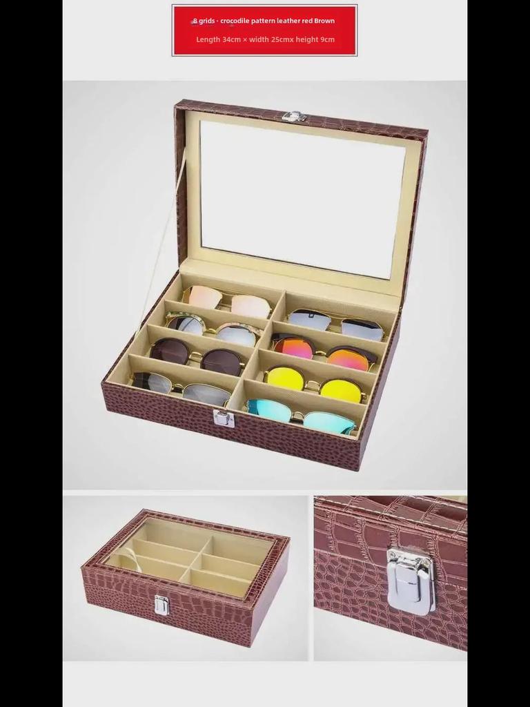 Large Capacity Leather Glasses Storage Box for Sunglasses - Elegant Gift Box