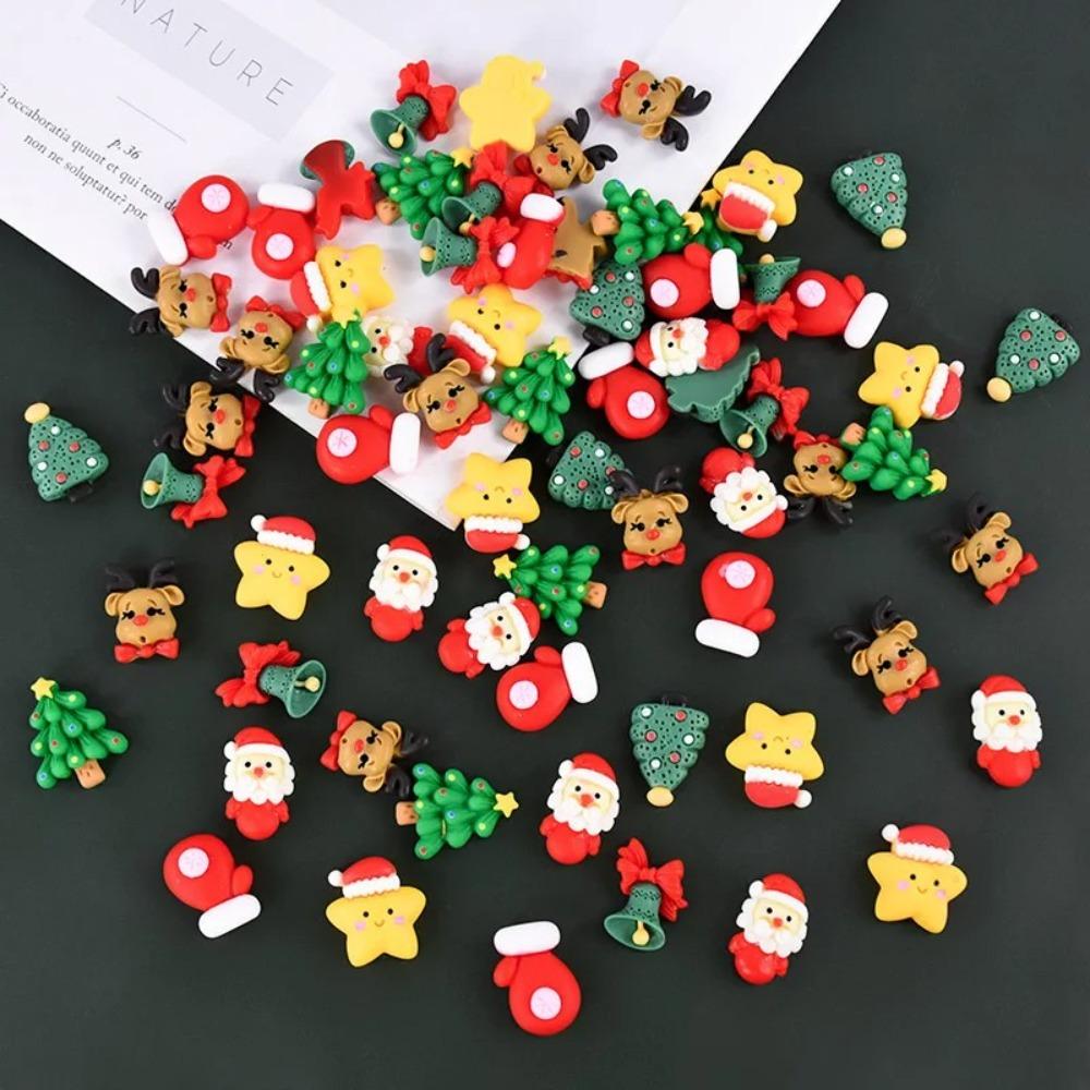 20pcs Santa Claus Phone Case Patch Mini Resin Accessories New Year Gifts
