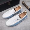 Fashion Summer New Men's Flat Shoes Trendy Casual White Bean Shoes Slip On Soft Sole Loafer Men's Lightweight Walking Driving Shoes