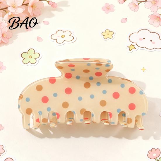 Versatile Hair Claw for Ponytail Colorful Polka Dot Clip Women, Sweet Macaron Style Non-slip Shark Half Up Bun Clips Gripper Thick Hair, Lightweight