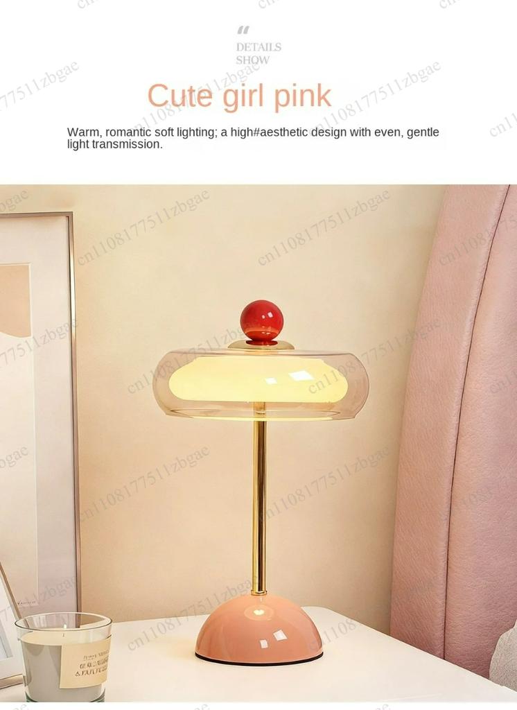 Vintage Dimmable Glass Table Lamp Mid‑Century Style Ambient Desk Lamp for Bedroom Nightstand Study Desktop Home Decor Lighting