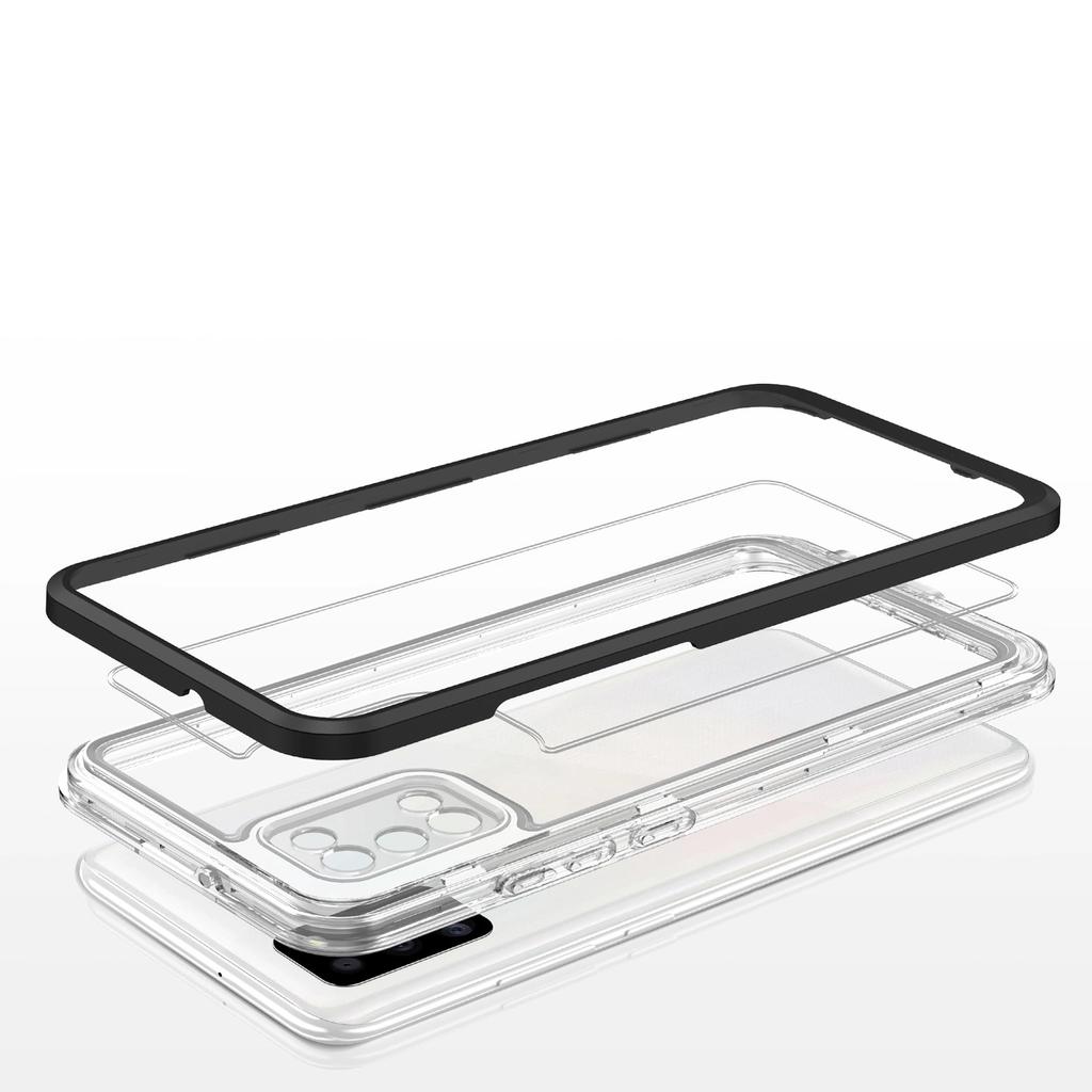Clear 3In1 Case For Samsung Galaxy A03S (166) Gel Cover With Frame Black