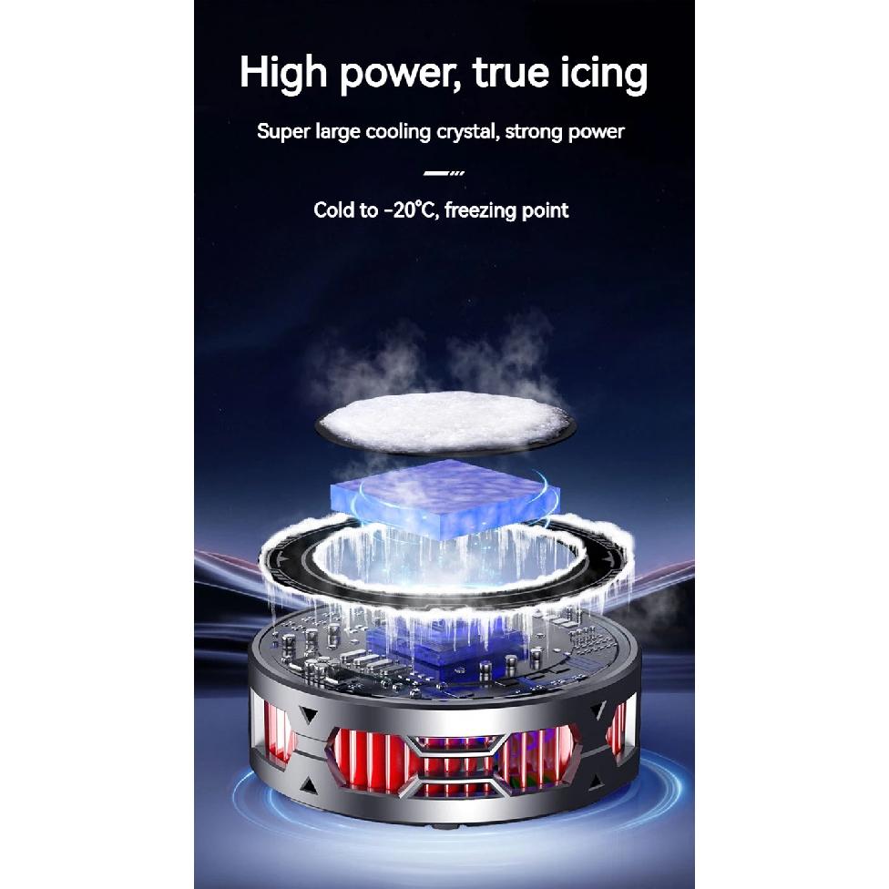 K20 Universal Portable Magnetic Semiconductor Phone Cooler with Digital Display RGB Lights Powerful Cooling Fan for Gaming