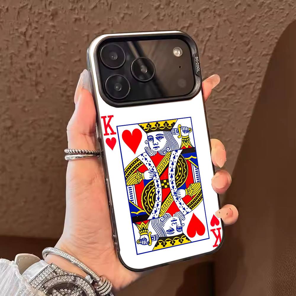 Игральные карты для покера Чехол для телефона для iPhone 17 16 15 14 13 12 11 Pro Max Plus Серебристый конфетный Матовый чехол