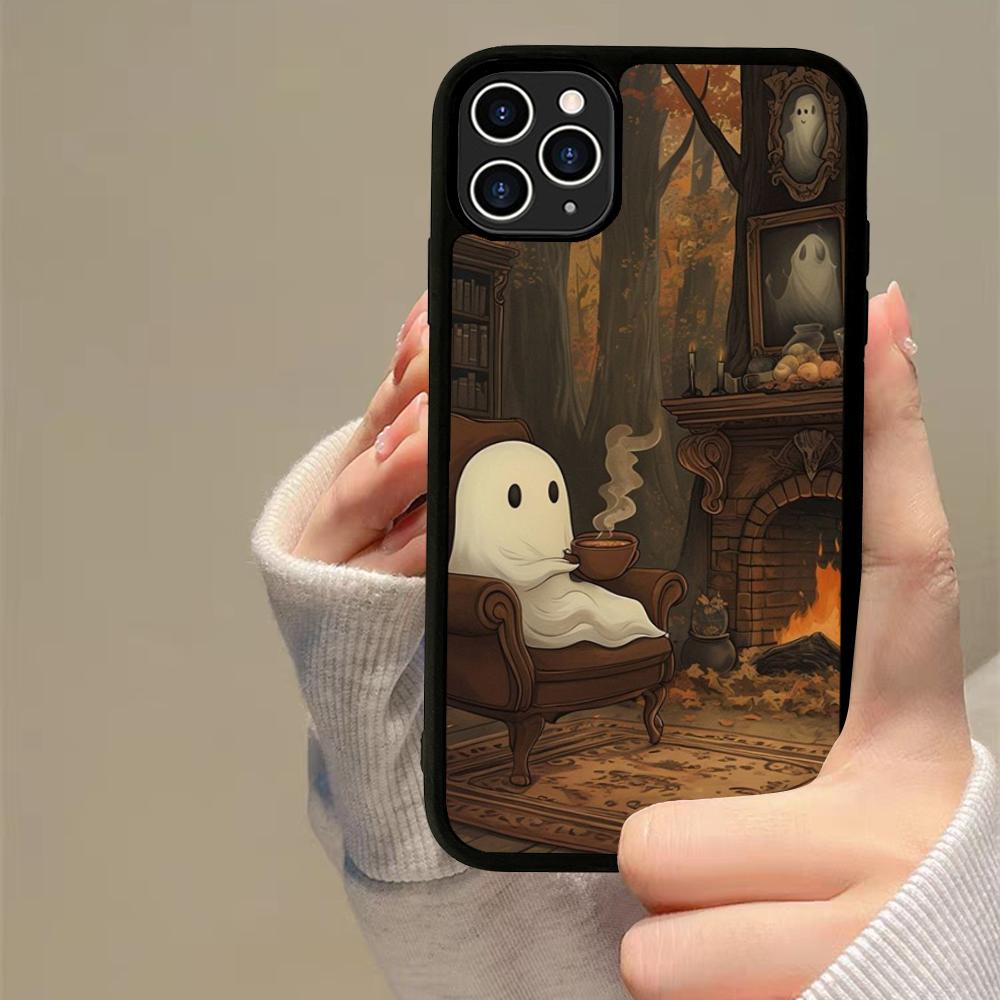 Мультяшный жуткий привидение Чехол для телефона Силикон PC+TPU Для Для IPhone 11 12 13 14 15 16 Plus Pro Max Чехол