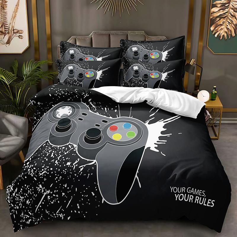Легкий 3D игровой комплект постельного белья с игровой ручкой, пододеяльник DE135 * 200, полноразмерный чехол для кровати, одинарный/двойной с молнией, мягкий пододеяльник