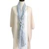 New Pure Linen Blue Striped Scarf for Women Fringed Men's Business Casual Dcorative Soft Linen Scarf