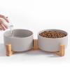 Миска для кошек, миски для собак, набор керамических мисок для еды и воды для кошек, миска для домашних животных с деревянной подставкой для кошек, корм для щенков, вода, товары для животных