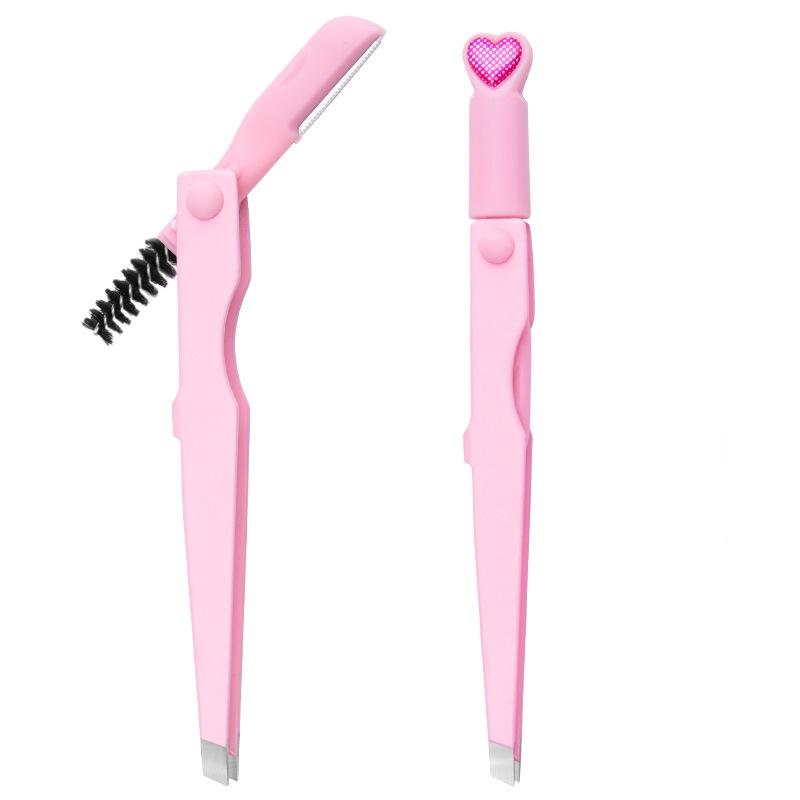 Pinky Leem Custom Private Logo Grip Eyebrow Tweezers Black Pink Thick Metal Stainless Steel Brow Tweezers