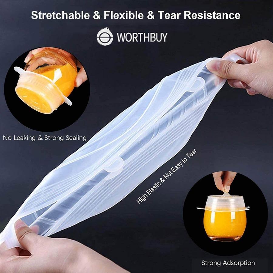 6 шт. силиконовые чехлы, адаптивные силиконовые крышки, силиконовые колпачки для еды, универсальные растягивающиеся крышки для посуды, кухонные аксессуары