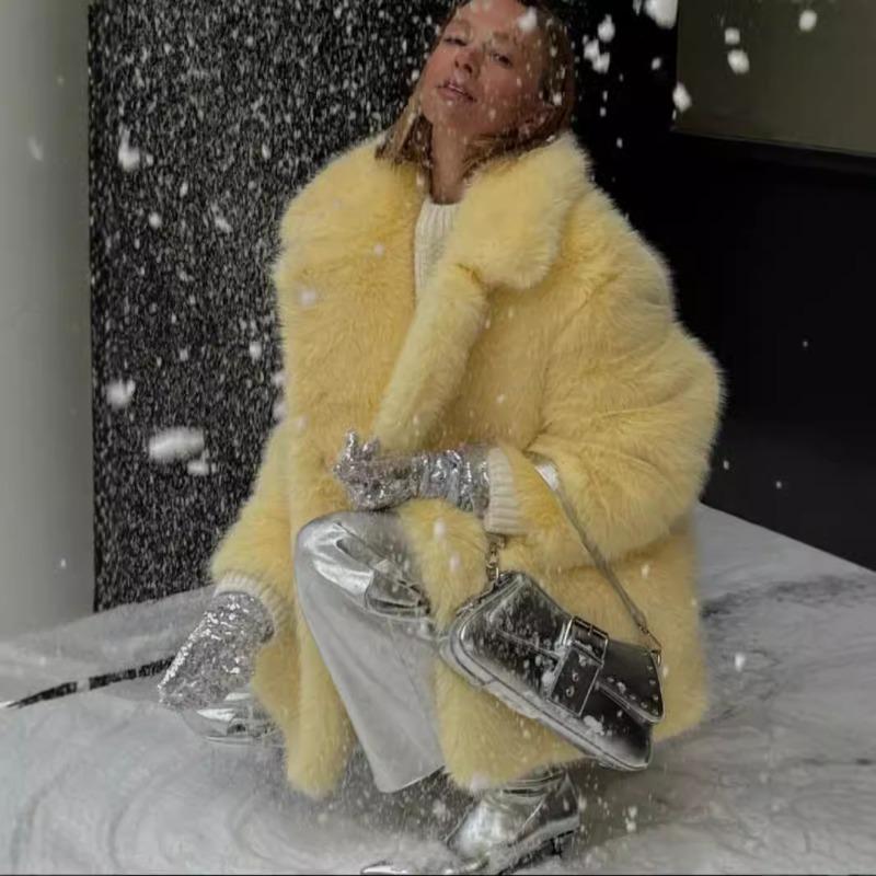 Женская повседневная свободная куртка из меха на осень и зиму, куртка из меха лисы с костюмным воротником и застежкой-тока, экологичная меховая куртка для женщин