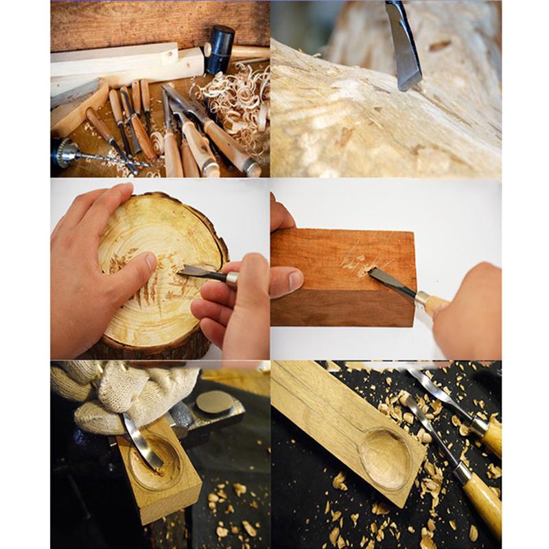 6pcs Woodworking Carving Hand Chisels Tools Professional Wood Lathe Gouges Set