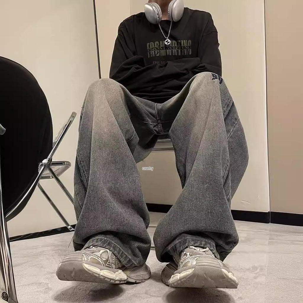 Мужские джинсы широкого кроя в американском ретро-стиле 2024 года - Модный свободный прямой крой для весны и осени