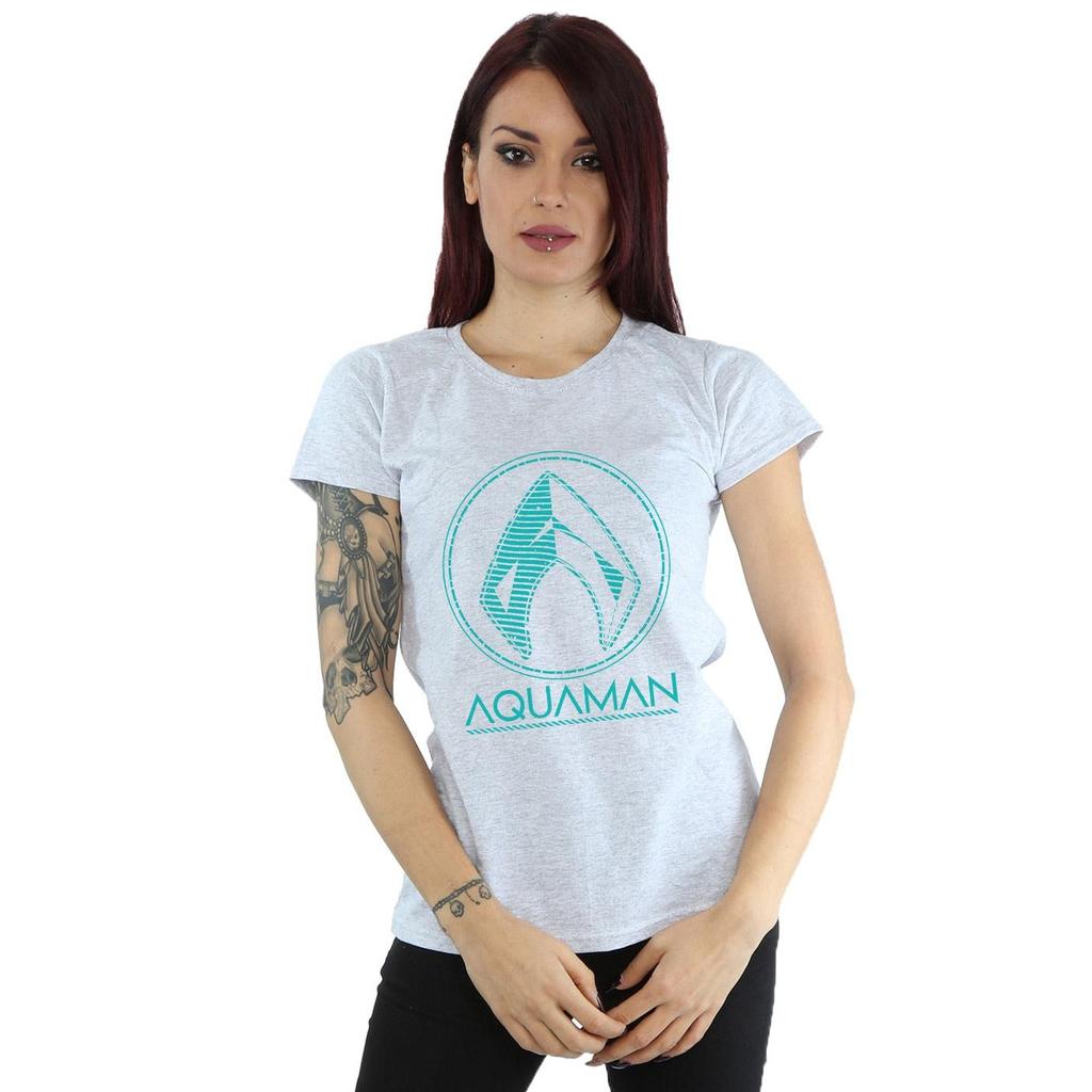 DC Comics Womens/Ladies Aquaman Aqua Logo Cotton T-Shirt