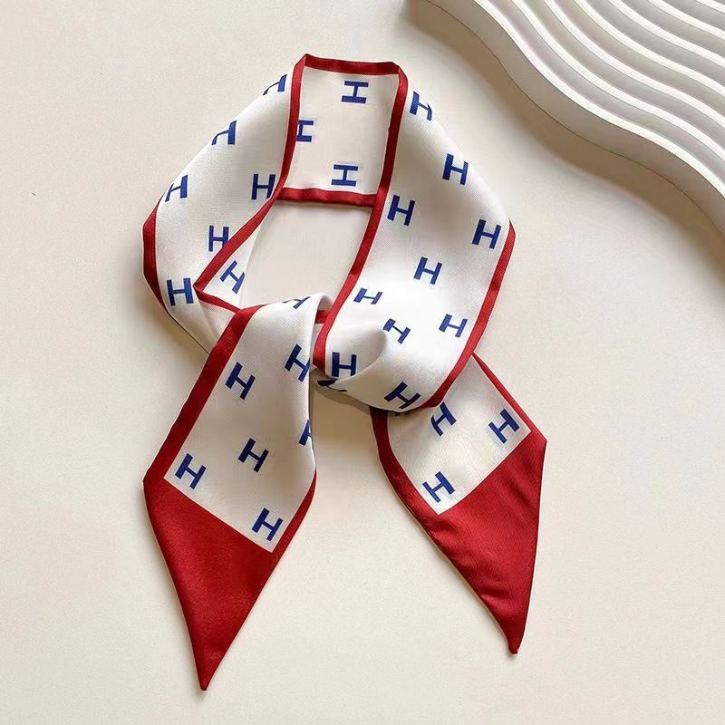 Маленький белый и нежно-зеленый шелковый шарф для женщин, тонкая лента, повязка на голову, резинка для волос, украшение для сумки, длинный