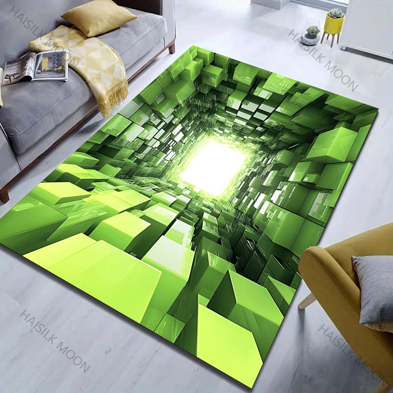 3D Ковер с принтом зеленого куба для гостиной, спальни, прикроватный, под диван, стол, напольный коврик, домашний ковер, декор, большой размер