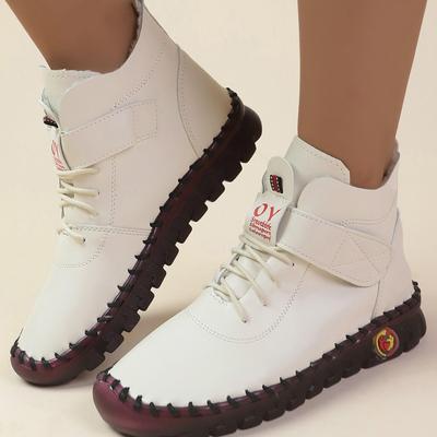 Женские замшевые лоферы на шнуровке с круглым носком на платформе с мягкой подошвой, теплая плюшевая подкладка, обувь для мам, нескользящая застежка-липучка