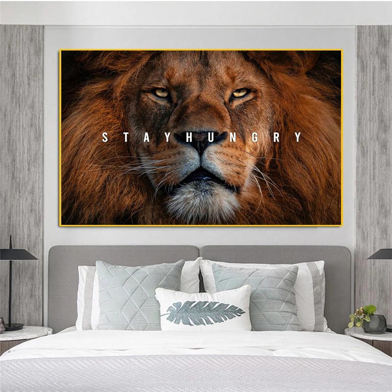 Оставайтесь голодными, животное, лев, вдохновляющая картина на холсте, настенные художественные постеры, принты, настенные панно для гостиной, дома, стены Cuadros