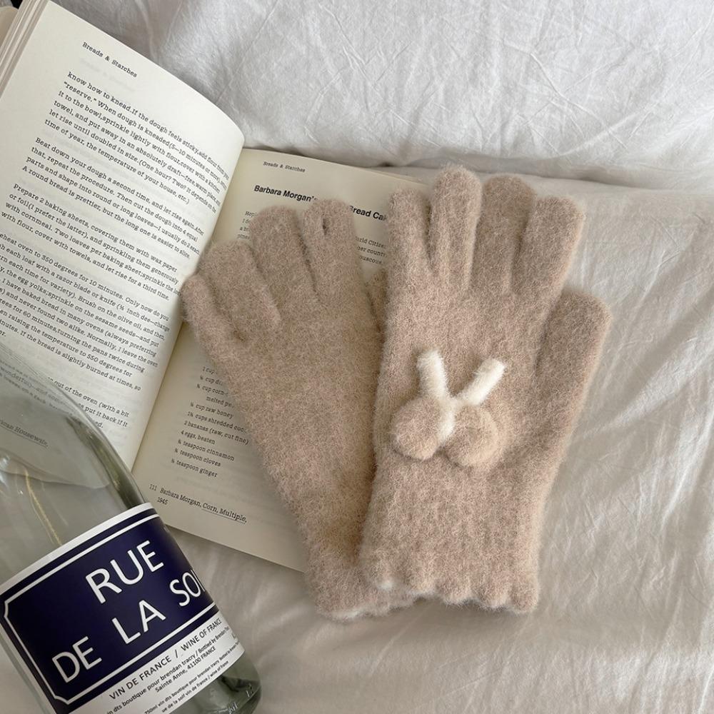 Thickened Knitted Gloves Touch Screen Five Finger Gloves Fashion Cold-proof Gloves Women