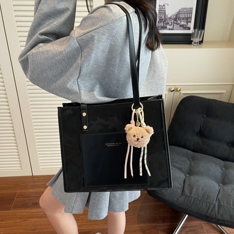 Модная сумка-тоут большой вместимости, женская новая сумка через плечо с цветной контрастной вставкой для поездок на работу