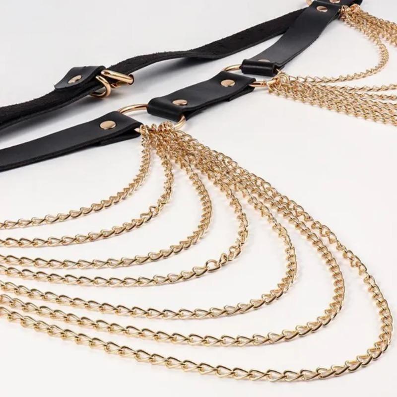 1 шт. Новый многослойный кожаный ремень с цепочками на талию Готический ремешок Регулируемый Фестивальный Женский аксессуар