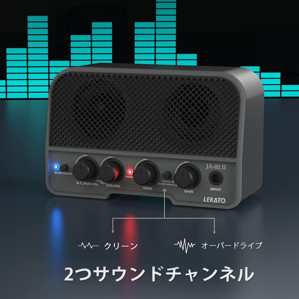 LEKATO Мини-гитара Электрогитара 2 Звука Совместимость с Наушниками Bluetooth Техническое Соответствие AUX Для Дома Японское Руководство По Эксплуатации Включено