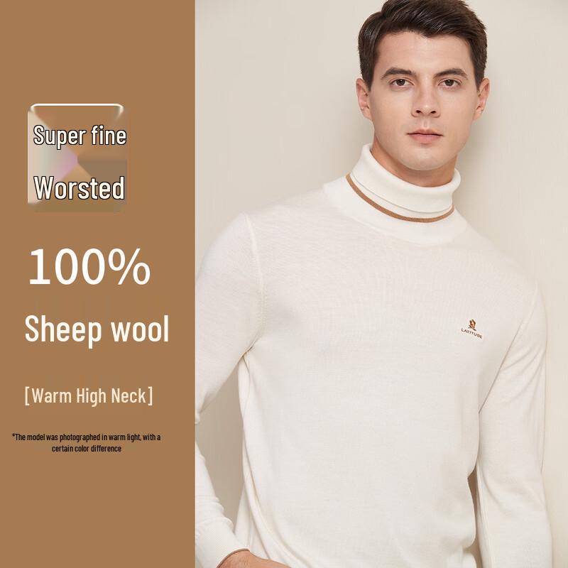 MONTAGUT Men's Pure Merino Wool Turtleneck Sweater