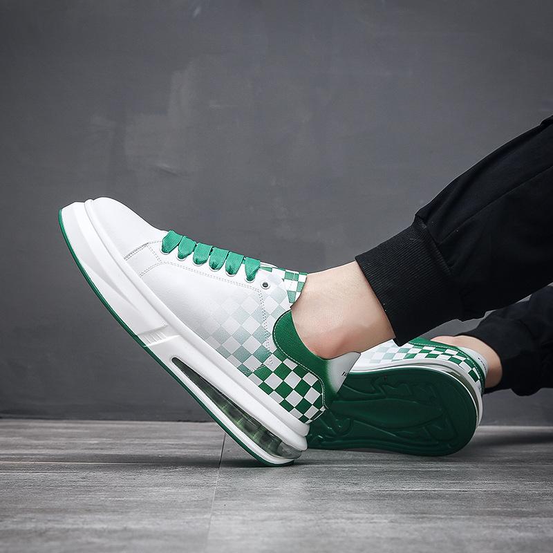 Новые низкие кроссовки для мальчиков с принтом в клетку на 3D-принтере, черно-белые туфли на воздушной подушке, модная спортивная и повседневная обувь
