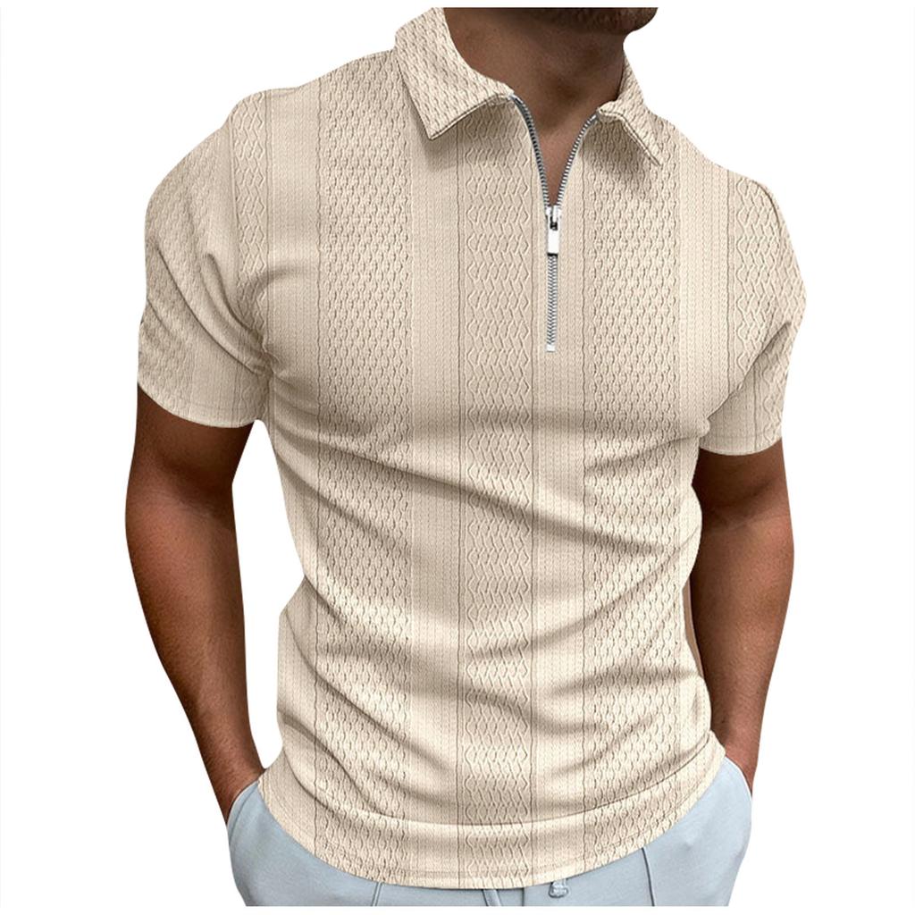 Summer Fashion Men's Shirt Short Sleeve Zipper Fashion T-shirt Men's Top