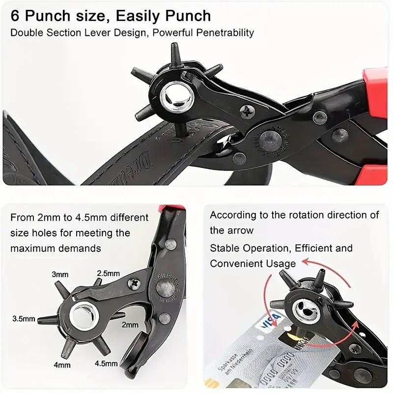 Belt Punch Pliers Multifunctional Punch Hand Tool Puncher Belt Round Hole Flat Pliers Leather Paper Watch Straps Hole Punch Tool