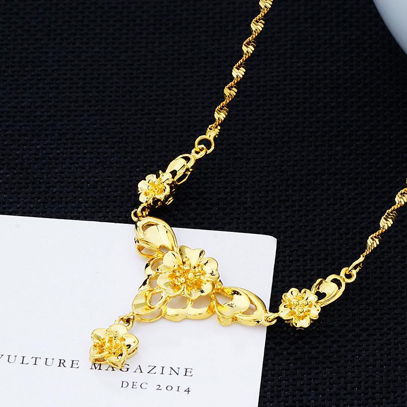 Imitation Gold Necklace Jewelry for Women, Long-lasting Colorfast, Simulated Bride Wedding, Vietnamese Sand Gold Sweater Chain, Versatile