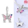 Charms Copper Exquisite Pink Zircon Butterfly Pendants Fit Charms Plata Original Bracelet Beads Women Jewellery Making