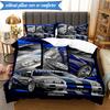 3PCS Skyline Blue Racing Spirit Speed Style Bedding Set 2D Printing (Includes 1 Duvet Cover + 2 Pillowcases Coreless), Bedroom decor,Fan gift