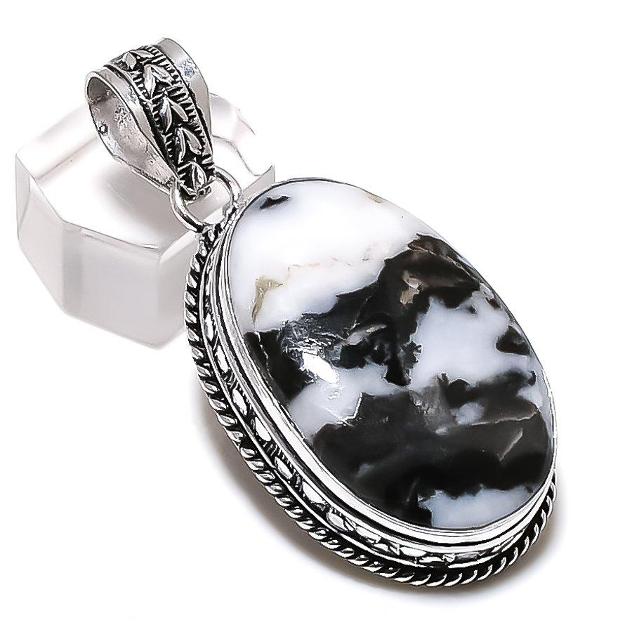 Подвеска из стерлингового серебра 925 пробы с драгоценным камнем Zebra Jasper 2,17 дюйма t8k83