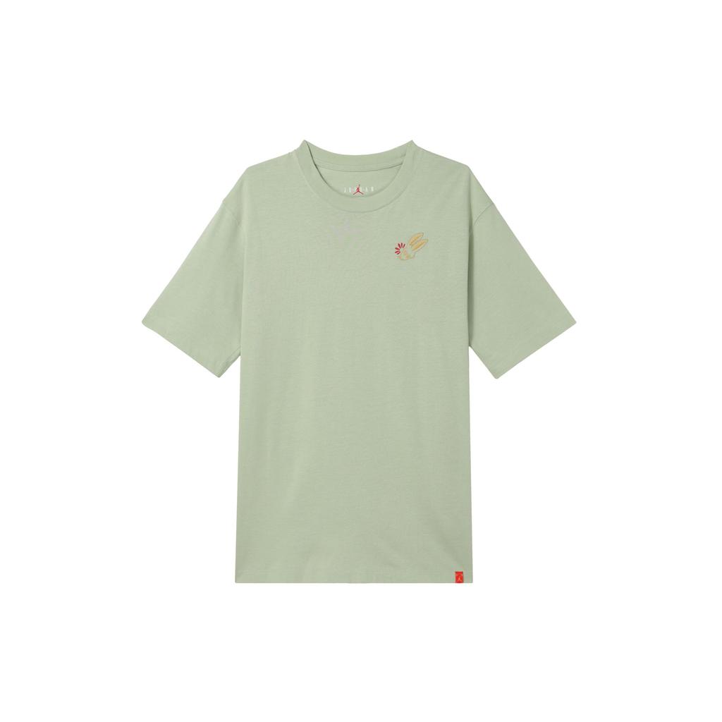 Jordan Chinese New Year 2 Rabbit Embroidered Loose Crew Neck T-Shirt Women Tops Green FD1439-343